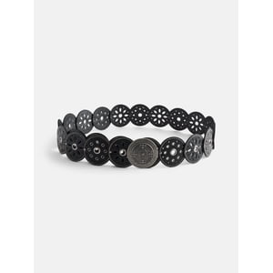 No Boundaries Women's Faux Leather Concho Belt, Black