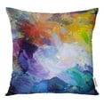 thumbnail image 1 of BOSDECO Blue Abstract Oil Paint Mixed on Palette Green Artist Pillow Case Pillow Cover 18x18 inch, 1 of 1