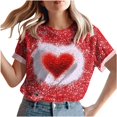thumbnail image 5 of mihongmao Valentine Shirts for Women Plus Size Women Round Neck Print Casual Print Short Sleeved Short Sleeved Round Neck Top/shirt Red 3X, 5 of 6