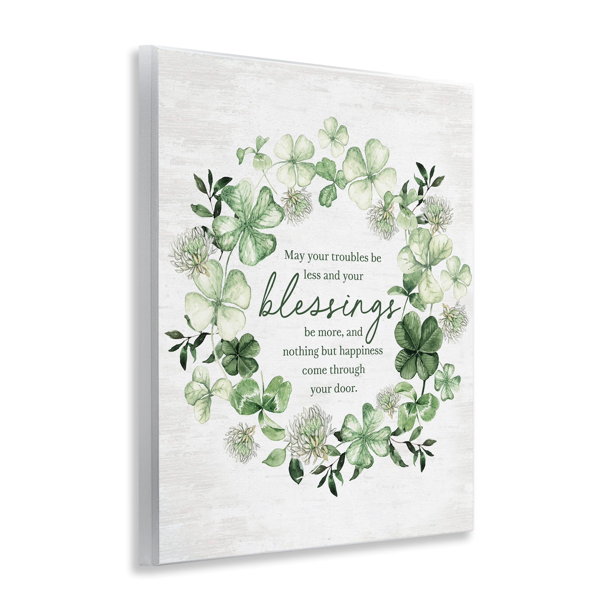 Stupell Industries Clover Wreath Blessing Botanical & Floral Painting Unframed Art Print Wall Art, 11 x 14