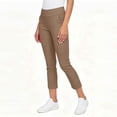 thumbnail image 6 of Womens Capri Pants,Pull On Capri Pants for Women with Pockets Solid Color Elastic Waist Cropped Work Pants, 6 of 7