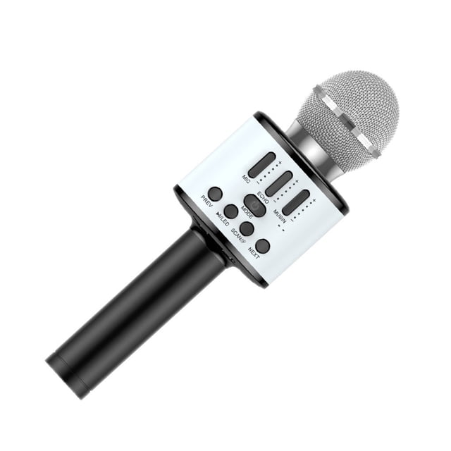Injueey Micrófono inalámbrico, altavoz de mano compatible con Bluetooth, reproductor de KTV para el hogar, ajustable envolvente, Cables de audio/vídeo Negro