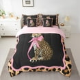 thumbnail image 2 of Manfei 3D Leopard Wildlife Twin Bedding Sets 7-Piece for Girl, Fashion Cheetah Print Bedding Comforter Set, Chic Princess Bowknot Reversible Sheet Sets, Breathable Home Decor, 2 of 7