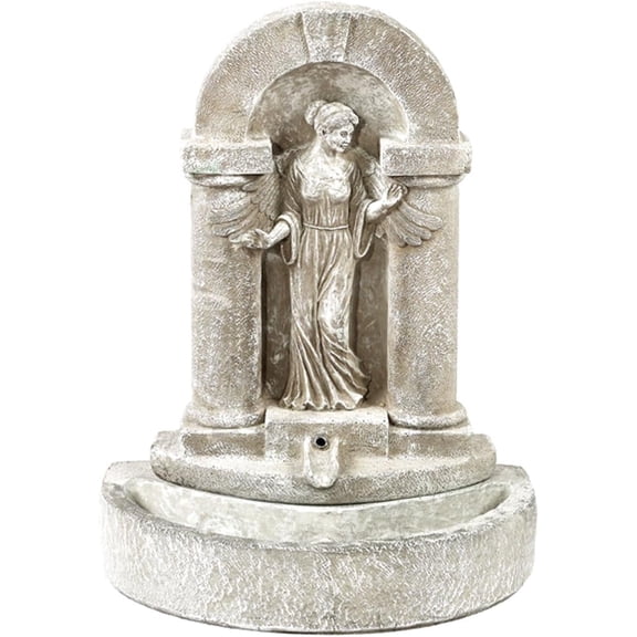 Solid Rock Stoneworks Concrete Angel's Gate Fountain - 30" Tall - Marble Tone