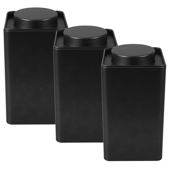 WEUVEB 3Pcs Metal Tea Storage Canisters Black Tin Containers for Coffee Sugar Organizer