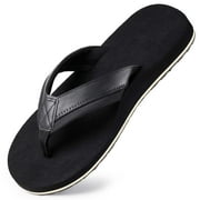 Harvest Land Comfortable Flip Flops for Men Arch Support Thong Sandals Non Slip Summer Beach Shoes Black Size 8 Males