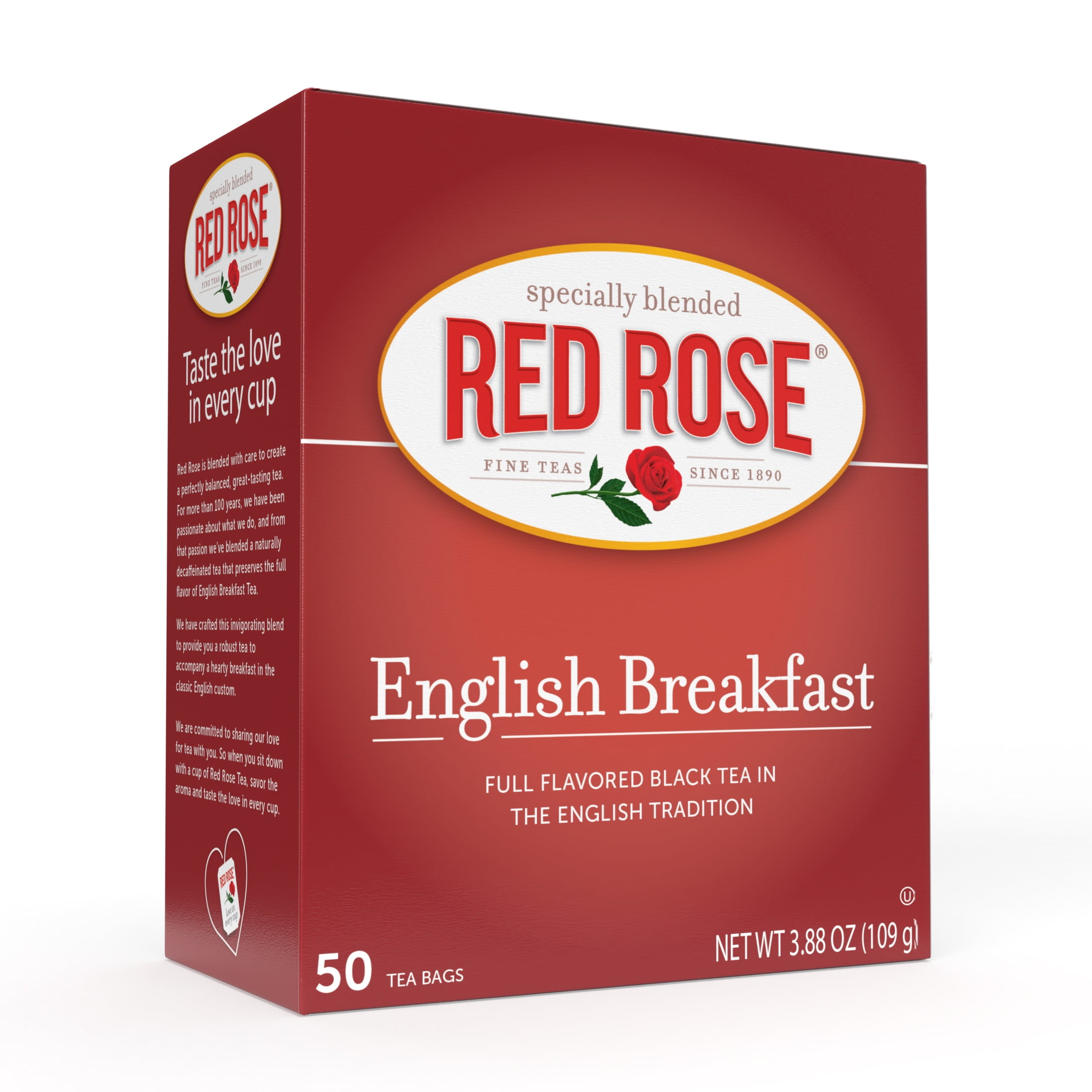 Red Rose English Breakfast Tea Specially Blended Strong Robust Black Tea with 50 Individually Wrapped Tea Bags Per Box (6pk) Contains Caffeine Brew Hot Full Flavored Black Tea in the English Tradition