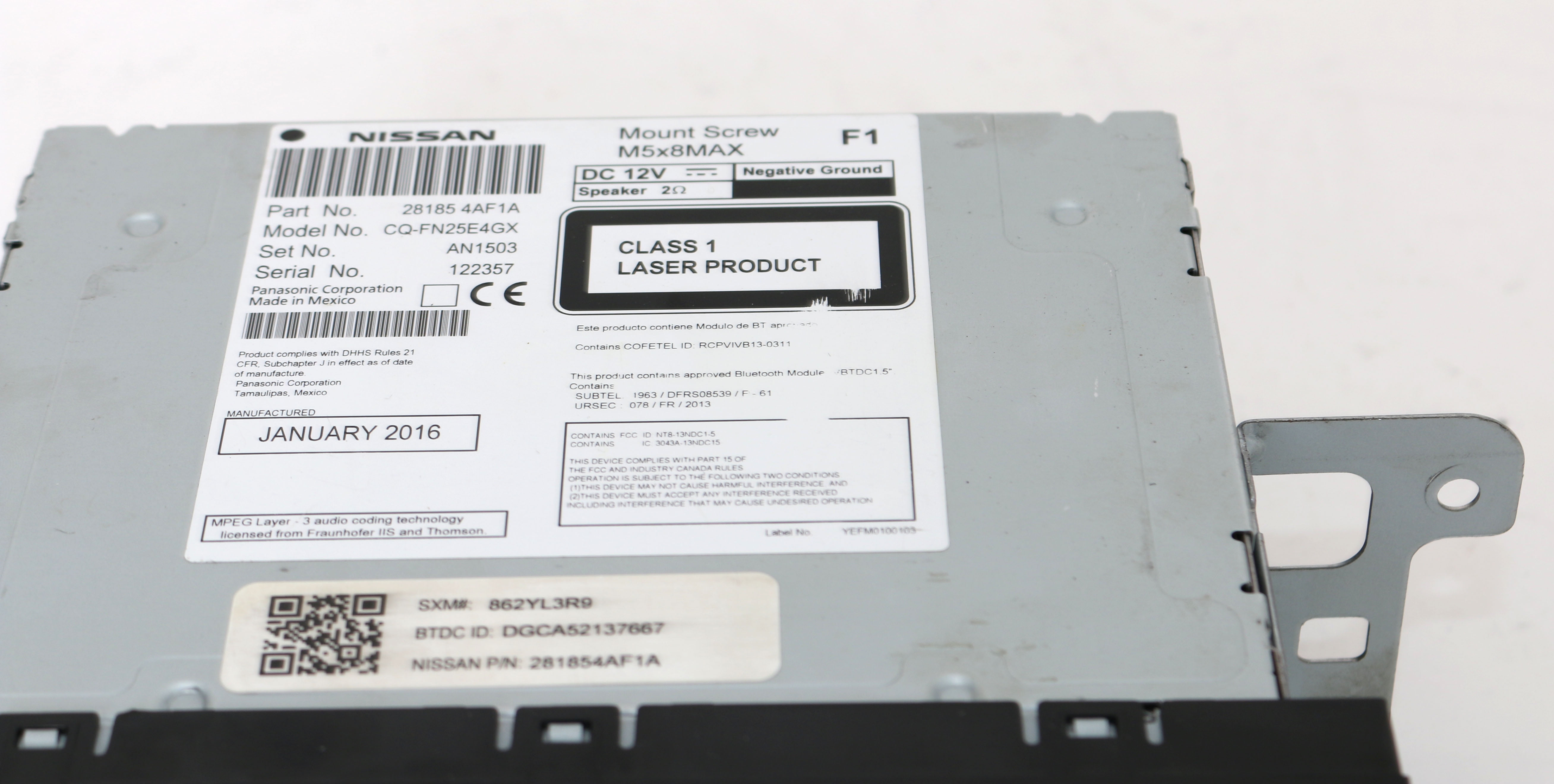 Restored Nissan Sentra 2013 AM FM Radio mp3 Single Disc CD Sirus XM Ready 281854AF1A (Refurbished)