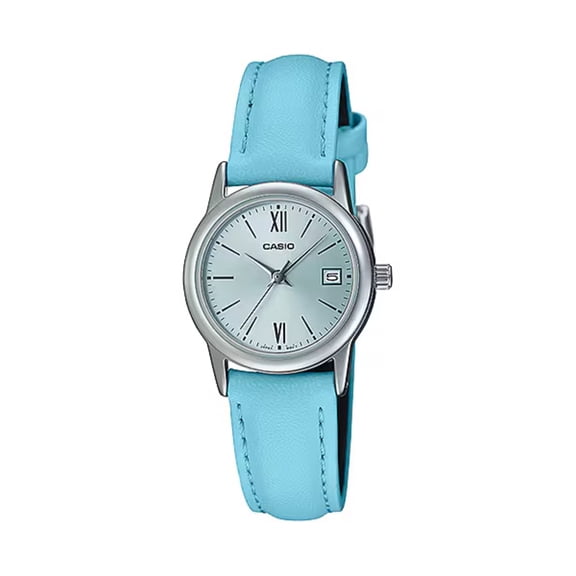 Casio Women’s Light Blue Leather Watch with Silver Dial - LTP-V002L-2B3UDF