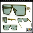 thumbnail image 2 of Rimless Oversized Monoblock Shield Rectangle Mobster Plastic Sunglasses All Green, 2 of 7