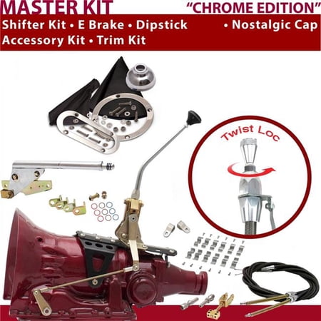 American Shifter TH350 Shifter Kit 10 in. E-Brake Cable Clamp Clevis Trim Kit Dipstick for CC34D