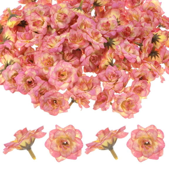 Uxcell 50-Pack Artificial Roses Heads, Silk Faux Rose Head for Wedding/Bouquet/DIY Crafts/Party Decoration, Fake Bloom Flower Heads Buds [Sunset Red]