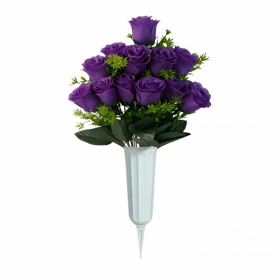 ZULAR Flowers a 12 Head Rose Bouquet with a Bucket Set of Cemetery Decorative Flowers Overseas Cemetery Decorative Flowers and Artificial Flowers,Outdoor Artificial Flowers