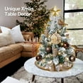 thumbnail image 4 of 2FT Mini Christmas Tree Pre-Lit, Snow Flocking Table Top Christmas Tree with 10FT String Light and Ornaments, Small Artificial Xmas Tree for Home, Office, Party Decoration, Batteries Not Included, 4 of 7
