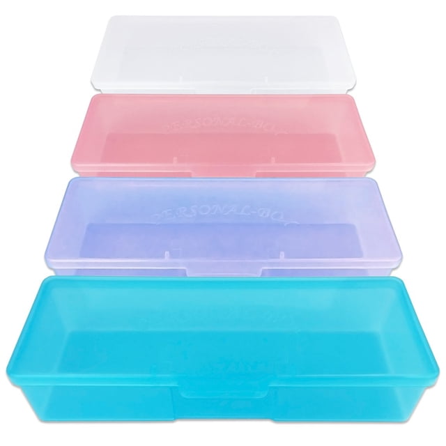 Beauticom Caja personal de almacenamiento para manicura profesional de uñas y pedicura (tamaño grande) (4 piezas de colores mezclados, colores mezclados: rosa, azul, esmerilado, morado)