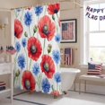 thumbnail image 5 of Independence Day Shower Curtain, 72" x 72", Red Blue Concubine Watercolor Flowers Waterproof Bathroom Curtain Washable Shower Curtain Set with 12 Hooks, 5 of 9