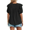 thumbnail image 6 of GigrtiJin Womens Summer Casual Tops Ruffle Short Sleeve Casual Solid Shirts Hollow out Loose Work Comfy Blouses, 6 of 6
