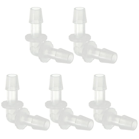 Uxcell 5/16" Plastic Hose Barb 90 Degree Elbow 5 Pack Barb Fittings 2 Way Equal Barbed Joint Splicer Mender Adapter Union Adapter