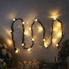 9 feet White Roses Greenery with Lace Fairy Lights Battery Operated LED Garland