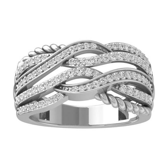 ARAIYA FINE JEWELRY 10K White Gold Round Diamond Fashion Band Ring (1/2 cttw, I2-I3 Clarity, I-J Color) Size 5