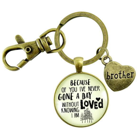 Brother Gutsy Goodness Bronze Metal Keychain Because of You Love Meaningful Adult Male Gift Sister