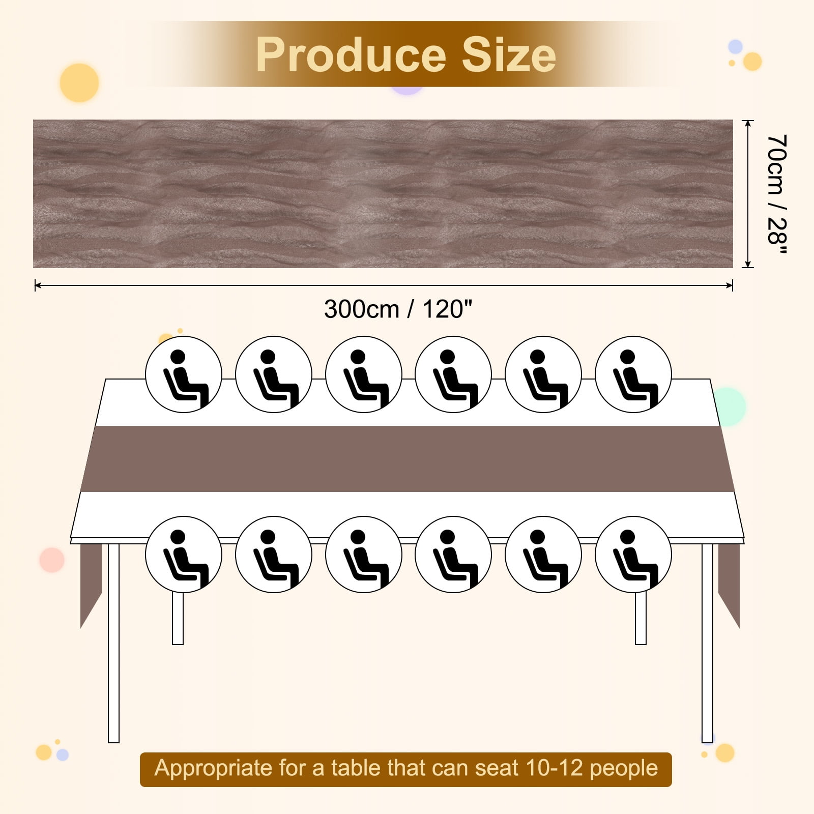 2 Packs Mocha Brown Cheesecloth Table Runner 35.4" x 118" Rustic Gauze Table Runner for Wedding Party, (10Ft)