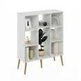thumbnail image 5 of Furinno Claude Mid Century Style 8-Cube Bookcase, Bookshelf, Storage Organizer with Wood Legs, White, 5 of 6