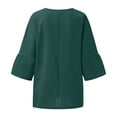 thumbnail image 6 of Levmjia Plus Size Tops For Women 3/4 Sleeves Side Split Head Basic Round Neck Solid Color Cotton And Linen Short Sleeve Loose Slim Casual T-Shirt, 6 of 6