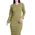 thumbnail image 6 of Moomaya Printed Full Sleeve Bodycon Dress for Women Scoop Neck Side Slit Casual Clothing, 6 of 8