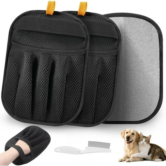 2Pcs Pet Hair Removal Glove for Cats & Dogs, 2025 Newly Upgraded Five-Finger Electrostatic Pet Hair Gloves, Reusable Pet Hair Remover Tool for Couch, Clothing, Car Seat,Carpet