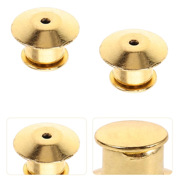KAKOWELY 10Pcs Metal Locking Pin Backs Golden Flat Secure Fastening for Badge Brooch Lapel Pin Office Meetings School