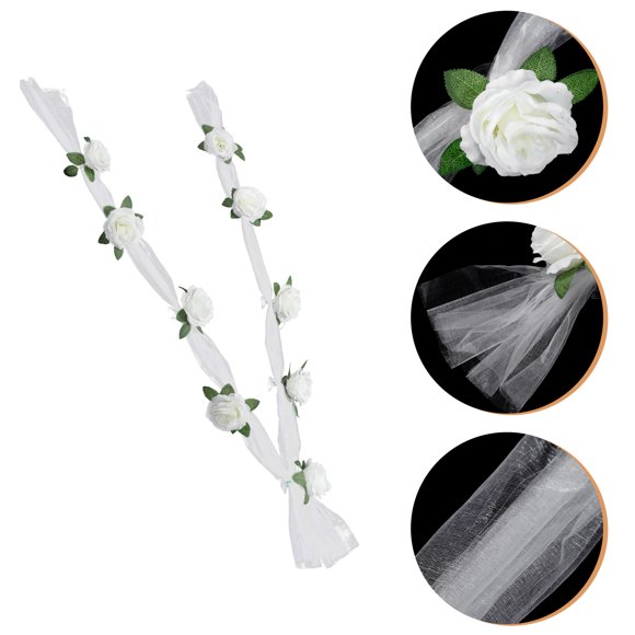 KONTONTY 1 Set of Wedding Car Decoration Accessories with Silk Cloth for Church Decoration