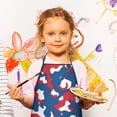 thumbnail image 2 of Red Blue Camo Bold Shapes Pattern Kids Aprons for Girls and Boys,Adjustable Neck Strap Toddler Aprons for Kids Cooking Baking, 2 of 6