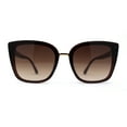 thumbnail image 2 of Iconic Metal Bridge Large Cat Eye Plastic Chic Fashion Sunglasses All Brown, 2 of 4