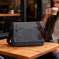 thumbnail image 2 of Classic Messenger For Canvas Shoulder Daily Commuting Travelling College Flip Lid Design + Large Opening For Easy To Items At All Drawstring Backpack Draw Bag Sneaker Bag for Travel Mens Shoe Bag, 2 of 4