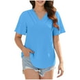 thumbnail image 1 of Birdeem Blouses pour Femmes Haut à Manches Courtes Basique Décontracté Col Rond T-Shirt Plissé Ample en Coton, 1 of 10