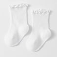 thumbnail image 7 of ITSAME Baby Girls Crew Socks Ruffle Cuff Breathable Cotton Thin Solid Color Mid-Calf Casual Socks for Infants White Size 12M, 7 of 7