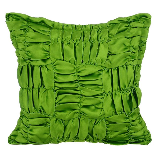 Housse de Coussin, Housse de Coussin Vert Trèfle, Housse de Coussin Froncée Patchwork, Housse de Coussin 20x20 Pouces (50x50 cm) Vert, Housse de Coussin Patchwork Moderne, Satin Carré - Vert Trèfle de Rêve