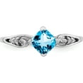 thumbnail image 6 of Sterling Silver Rhodium Plated Diamond And Sky Blue Topaz Cushion Ring (Size 9) Made In India qr4513bt-9, 6 of 6