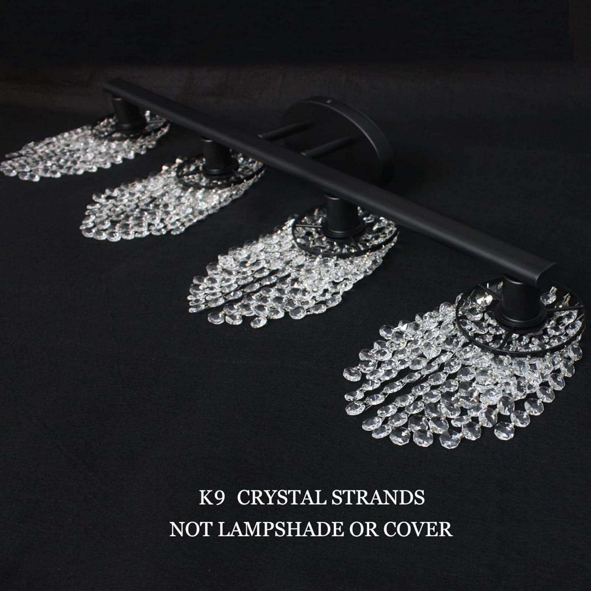 Vanity Light for Bathroom, 4-Light Black Crystal Vanity Fixture, Modern Wall Sconce over Mirror, 1-Pack