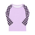 thumbnail image 4 of YunPes Shirts for Teens Girls Fashion Summer 3/4 Sleeve Tops Color Block Crew Neck 3/4 Sleeve Shirts Plaid Lightweight Blouses Cute, 4 of 5