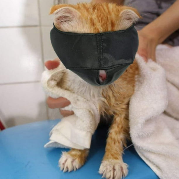 Pet Cats Face Calming Mask Grooming Helper Breathable Nylon Kittens Muzzles Prevent from Biting and Chewing