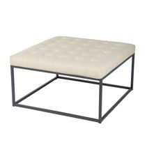 Pemberly Row Bonded Leather Upholstered Cocktail Ottoman in White