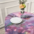 thumbnail image 6 of 60 Inch Round Tablecloth with White Lace Trim Fall Table Cover for Elegant Dining Decor Beautiful Pink Hummingbird, 6 of 8