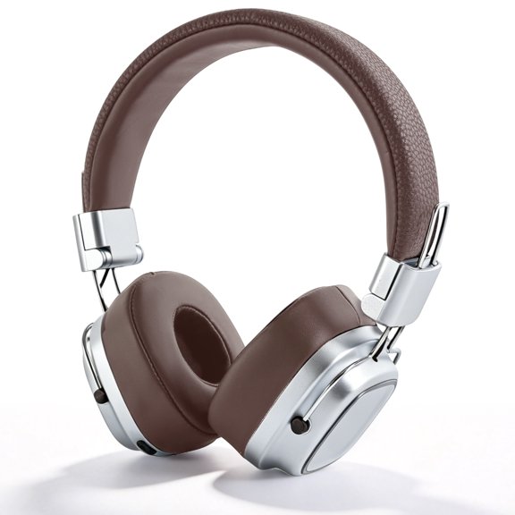 Rirool Retro Bluetooth 5.3 Over-Ear Headphones, Wireless Stereo Headset with Deep Bass, 15H Playtime, Built-in Mic, Type-C Charging, Adjustable Headband, Silver Brown