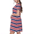 thumbnail image 2 of Naloa USA Colors Stripes Print Womens Summer A-Line Dress with Pockets,Short Sleeve Dresses,Flowy Beach Swing Dress for Vacation Travel, 2 of 6