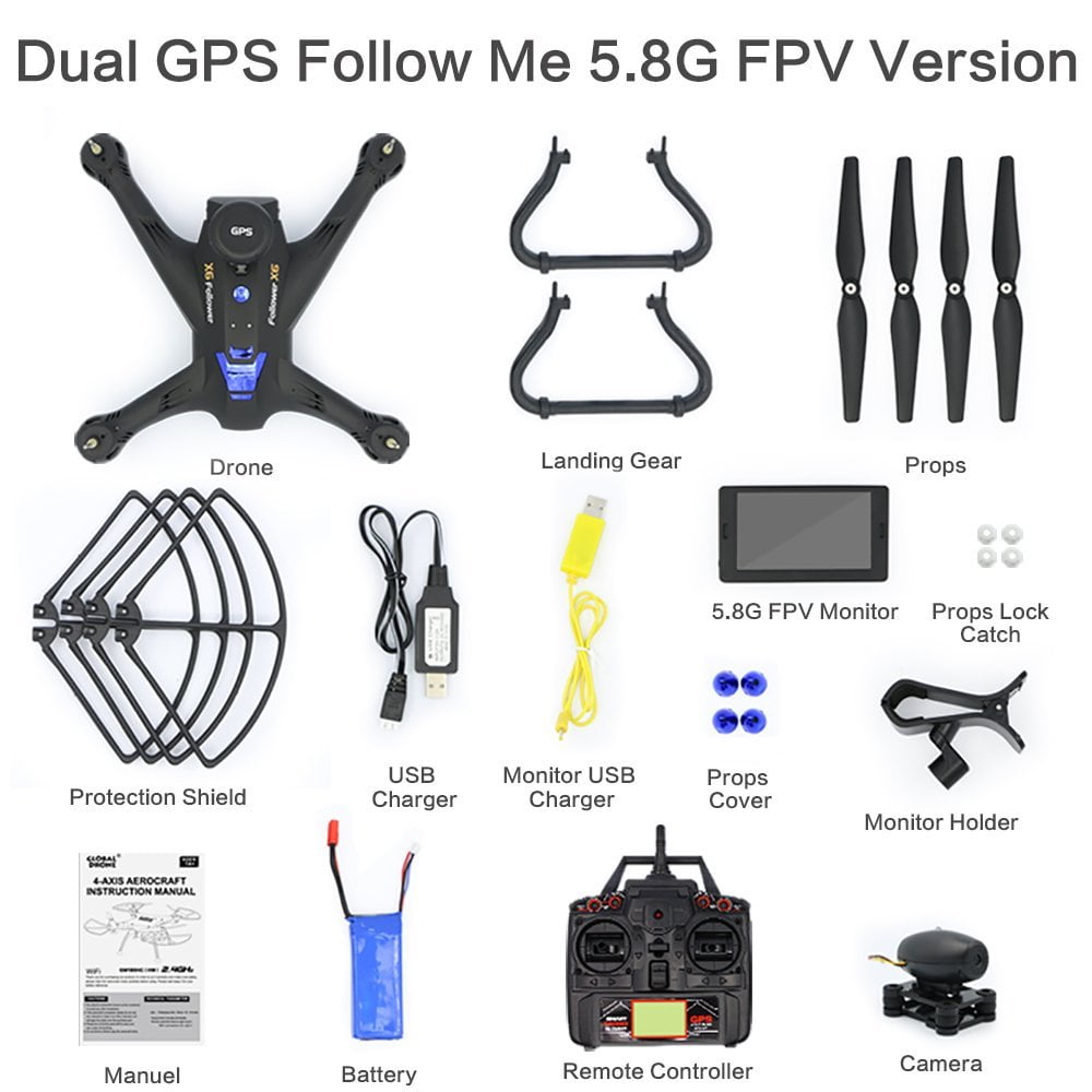 Global Drone X183 5.8GHz WiFi FPV 1080P 2MP Camera GPS Brushless Quadcopter 
