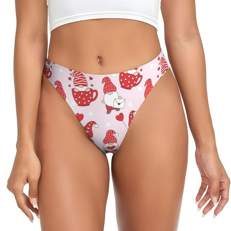 Sigee Valentine Gnomes for Women s G-String Panty  Low Rise  Soft Lace Perfect for Everyday Wear or Special Occasions-Small