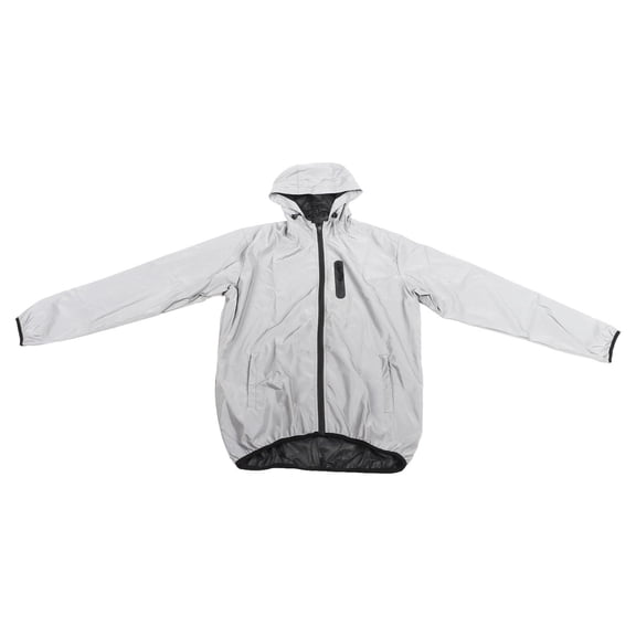M Buder Full Reflective Cycling Jacket Water Resistant Hooded Windbreaker for Night Running and Outdoor Sports Men Women Medium [cite: 11]