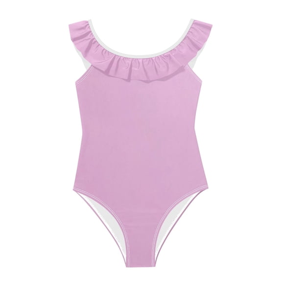 Ttyddzy Girls' One-Piece Bathing Suit, Clean and Minimalist Colors Printed Beach Swimwear 3-6Year